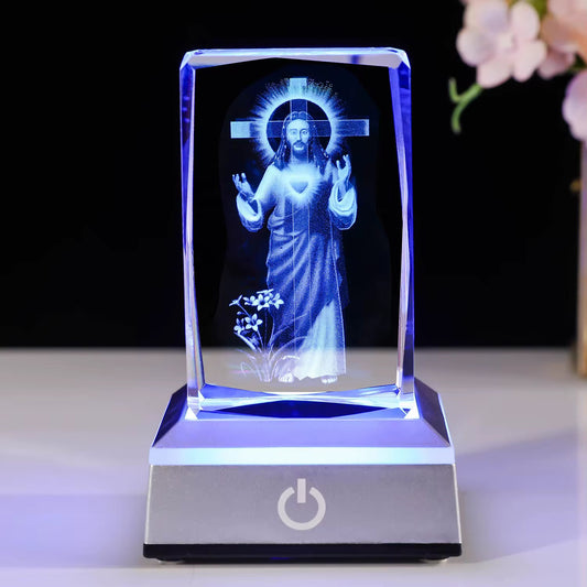 K9 Glass Crystal 3D Laser Engraved Jesus Cross Lamp