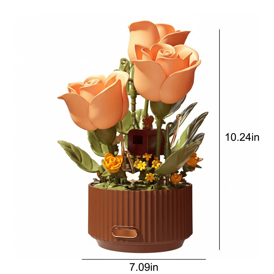 Whispers Of Rose Magic Watering Can Blooming Garden Flowers Building Blocks Set (255pcs)