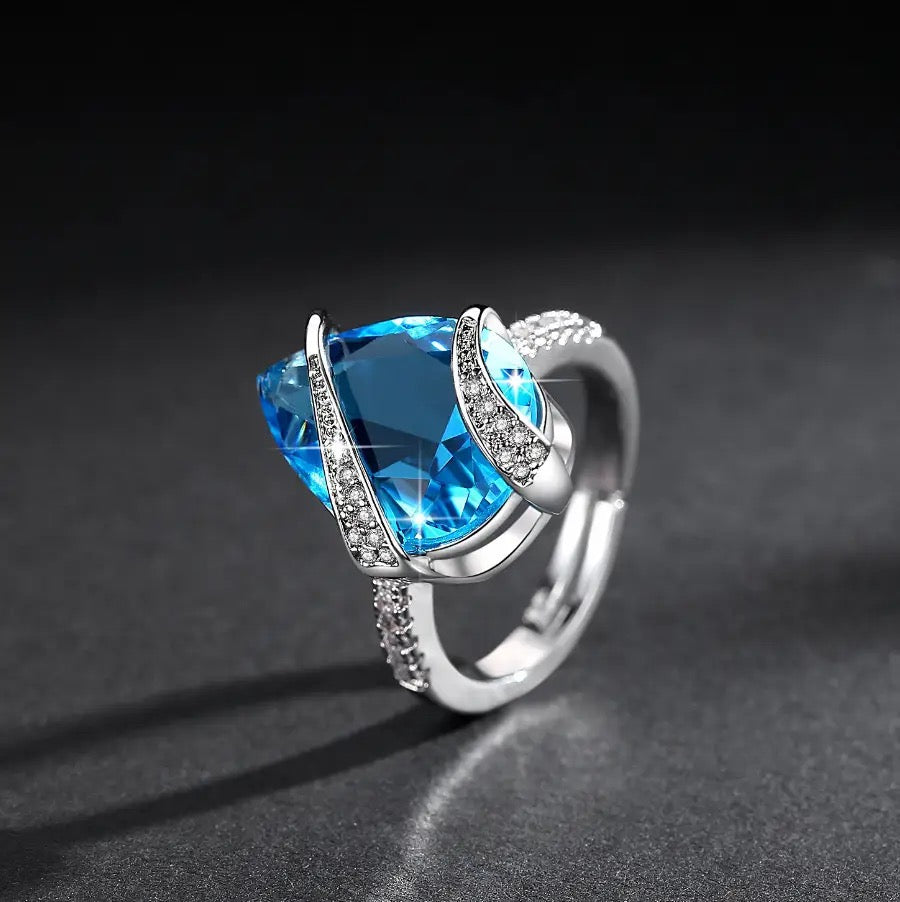 Blue Zirconia Stone Teardrop Set