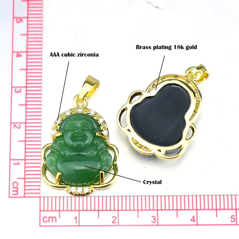 Laughing Obsidian Buddha Necklace