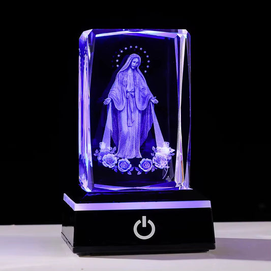 K9 Glass Crystal 3D Laser Engraved Virgin Mary Lamp