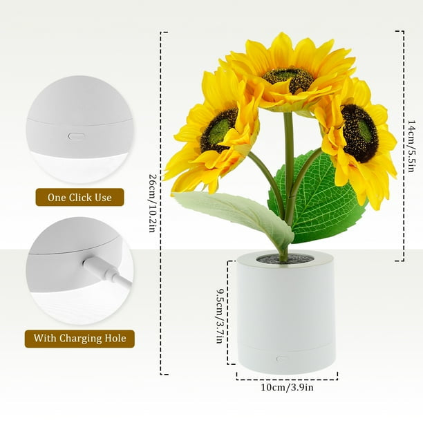 3-Head Sunflower USB Night Light (Table Decor)