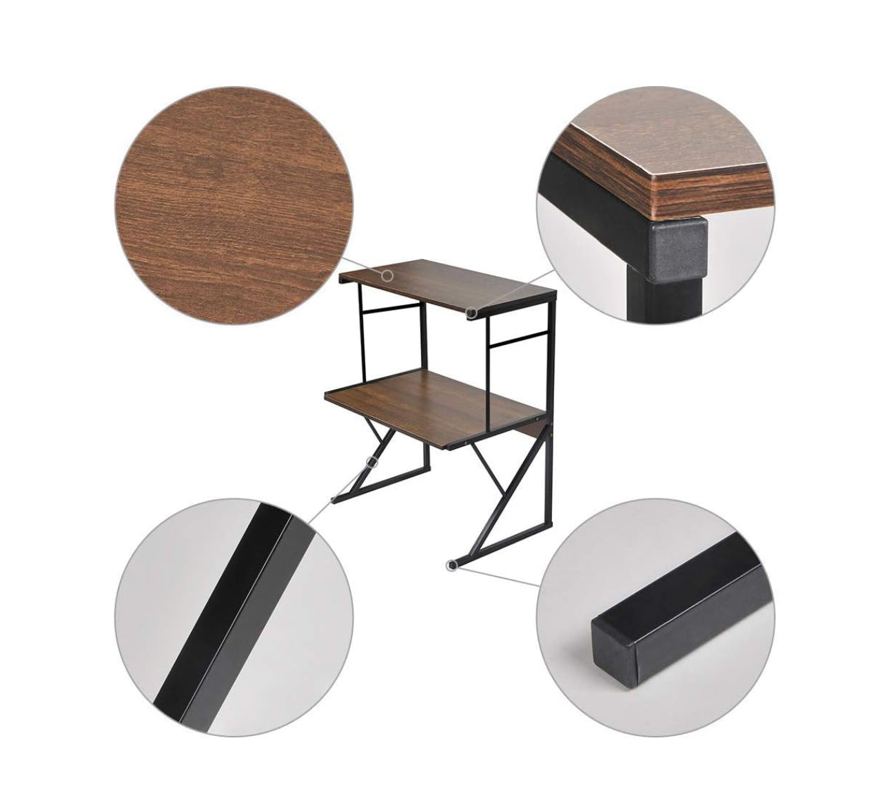 Multi Function 2-Tier Wood Top Metal Frame Shelf Organizer