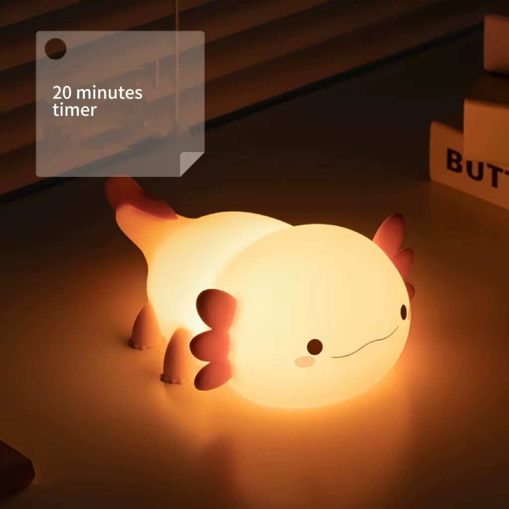 Adorable Squishy Silicone Animal Night Light (Pink Axolotl- Salamanders)