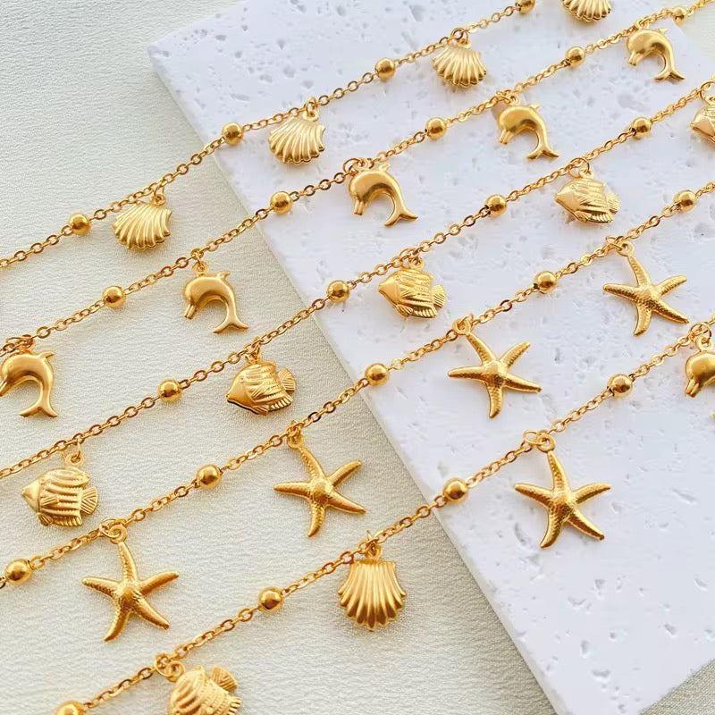 Stainless Steel Ocean Themed Anklet (Adjustable)