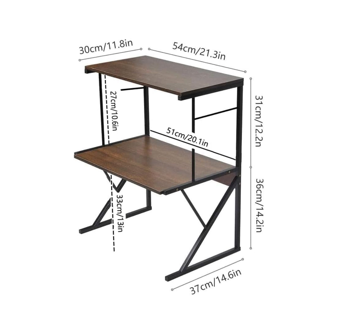 Multi Function 2-Tier Wood Top Metal Frame Shelf Organizer