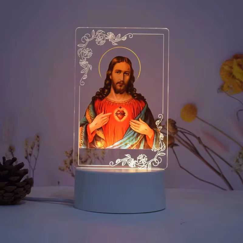 Christian 3D Acrylic USB Night Lamp (Jesus & Mary)