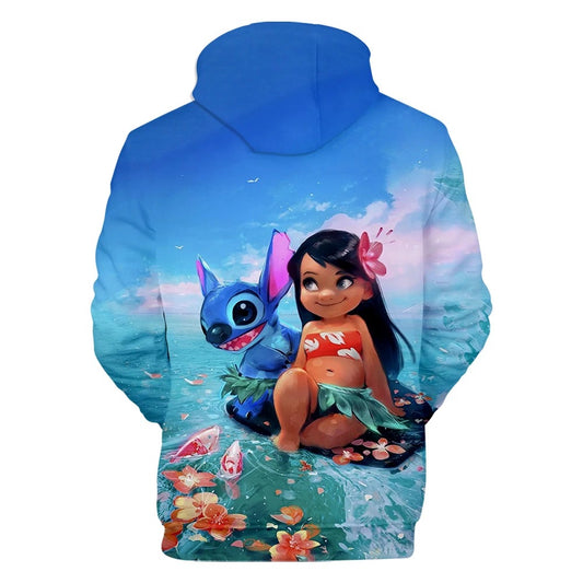 Disney 3D Printed Lilo & Stitch Tropical Polyester Hoodie