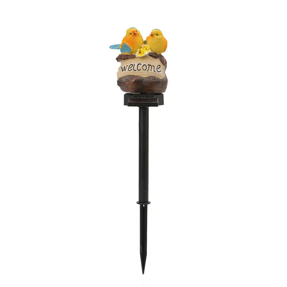 Solar Birds ‘Welcome’ Sign Garden Lamp