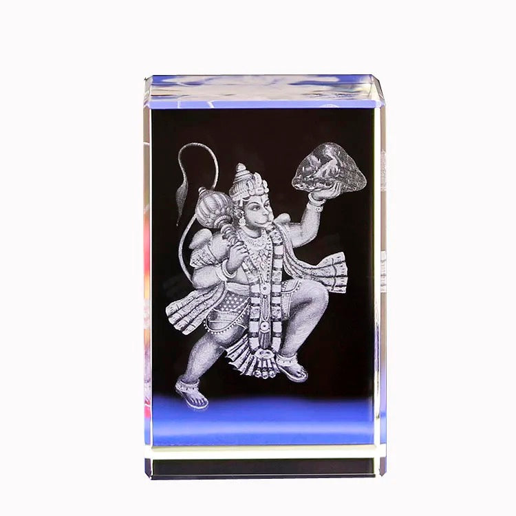 K9 Glass Crystal 3D Laser Engraved Hindu God Lamp (Lord Hanuman)