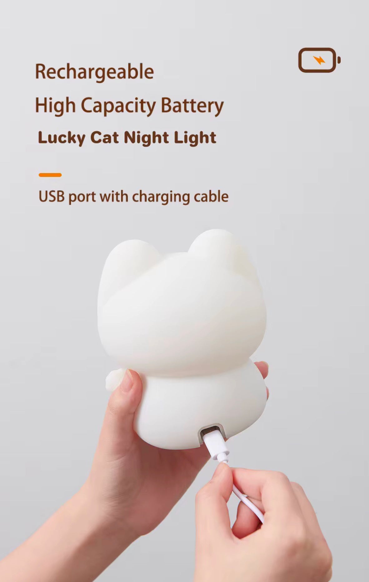 Adorable Squishy Silicone Animal Night Light (Lucky Chinese Cat)