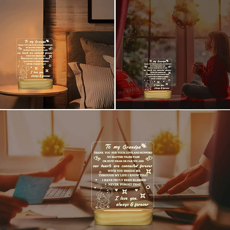 Grandpa Love 3D Acrylic Night Lamp With Wooden Base