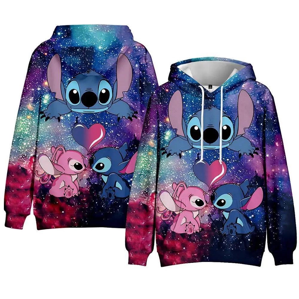Disney Stitch & Angel 3D Printed Galaxy Hoodie