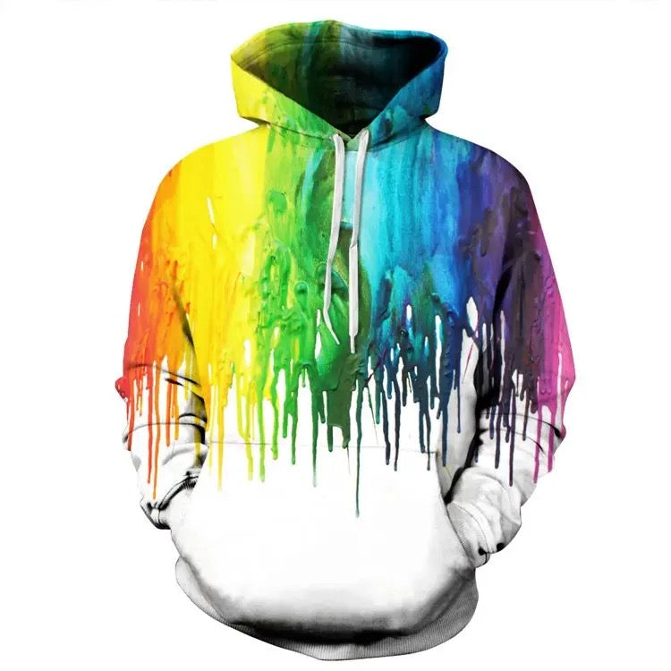 Color Paint Drip 3D Print Polyester Hoodie –