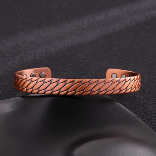 Adjustable Ultra Strength Pure Copper Magnetic Bracelet (99.99% Copper) Intricate Scale Design