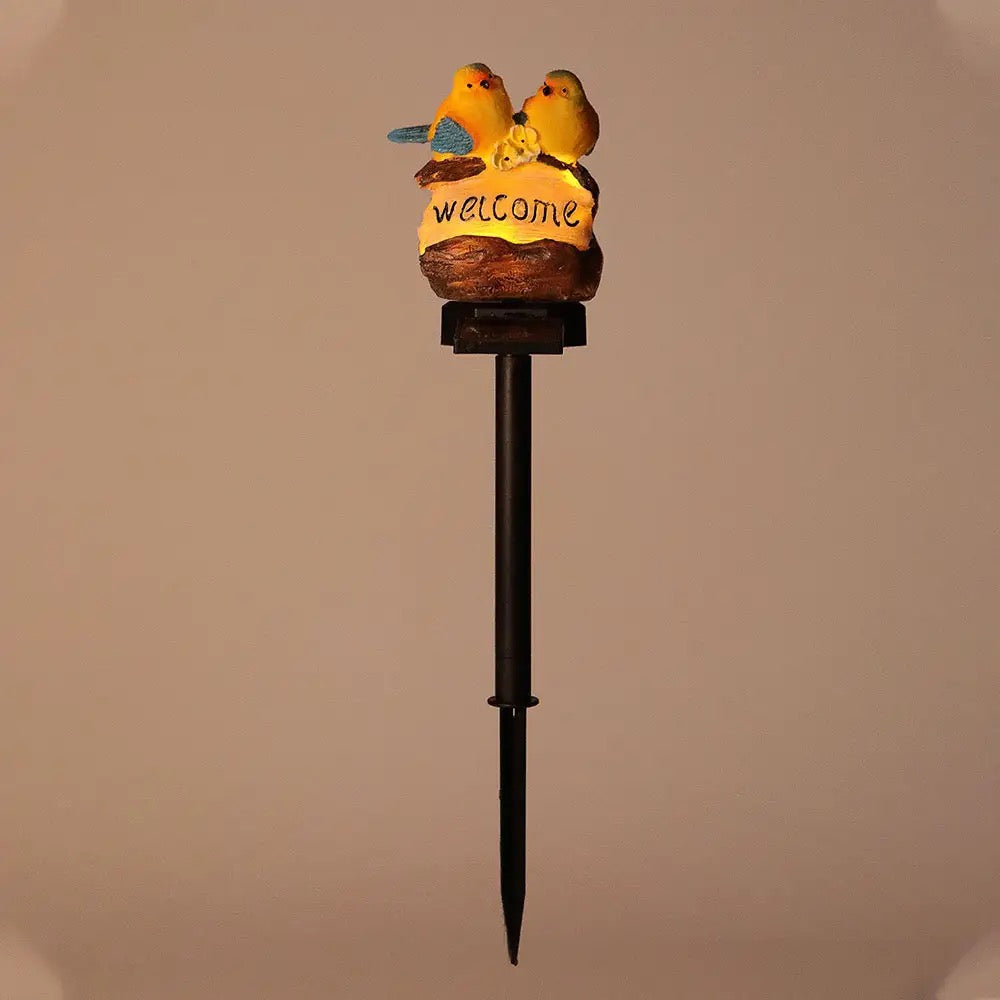 Solar Birds ‘Welcome’ Sign Garden Lamp