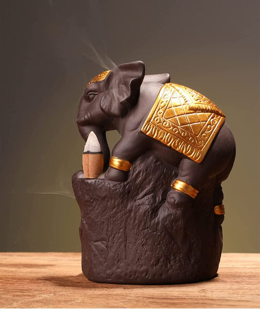 Elephant Designed Back-Flow Incense Holder