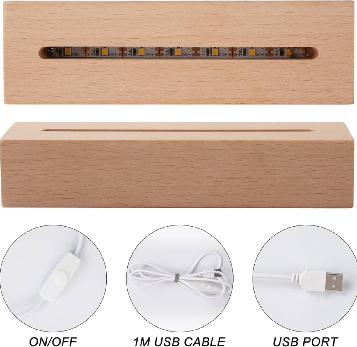 Father’s Love 3D Acrylic Night Lamp With Wooden Base