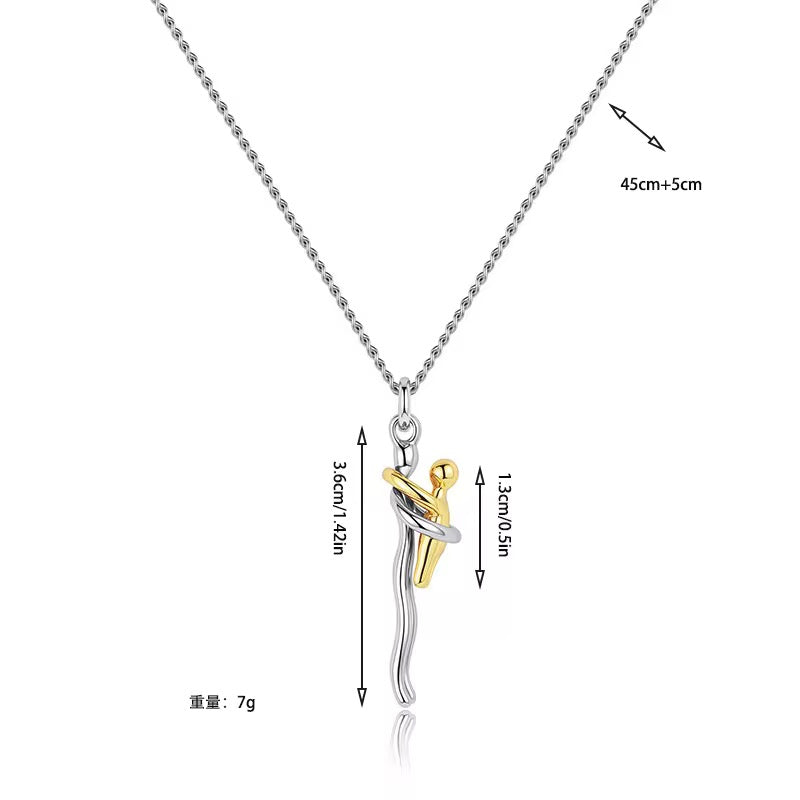 Stainless Steel Mother & Child Unity Love Hug Necklace