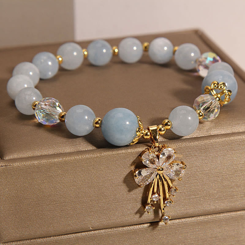 (Copy) Jade Leaf Aquamarine Charm Bracelet (8mm)