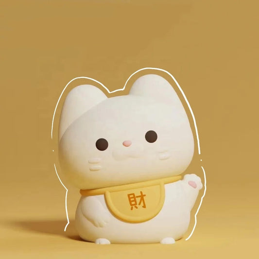 Adorable Squishy Silicone Animal Night Light (Lucky Chinese Cat)