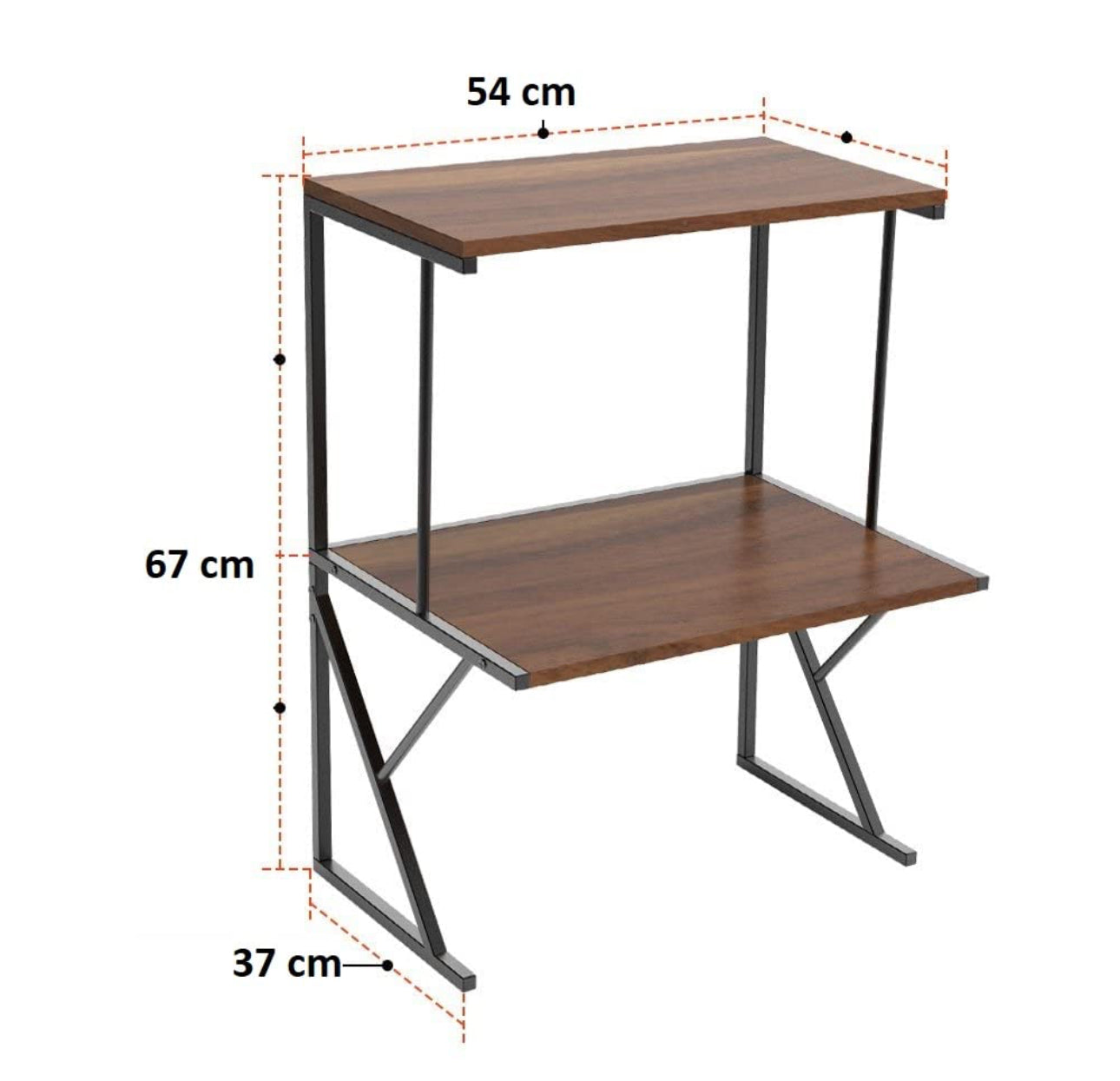 Multi Function 2-Tier Wood Top Metal Frame Shelf Organizer