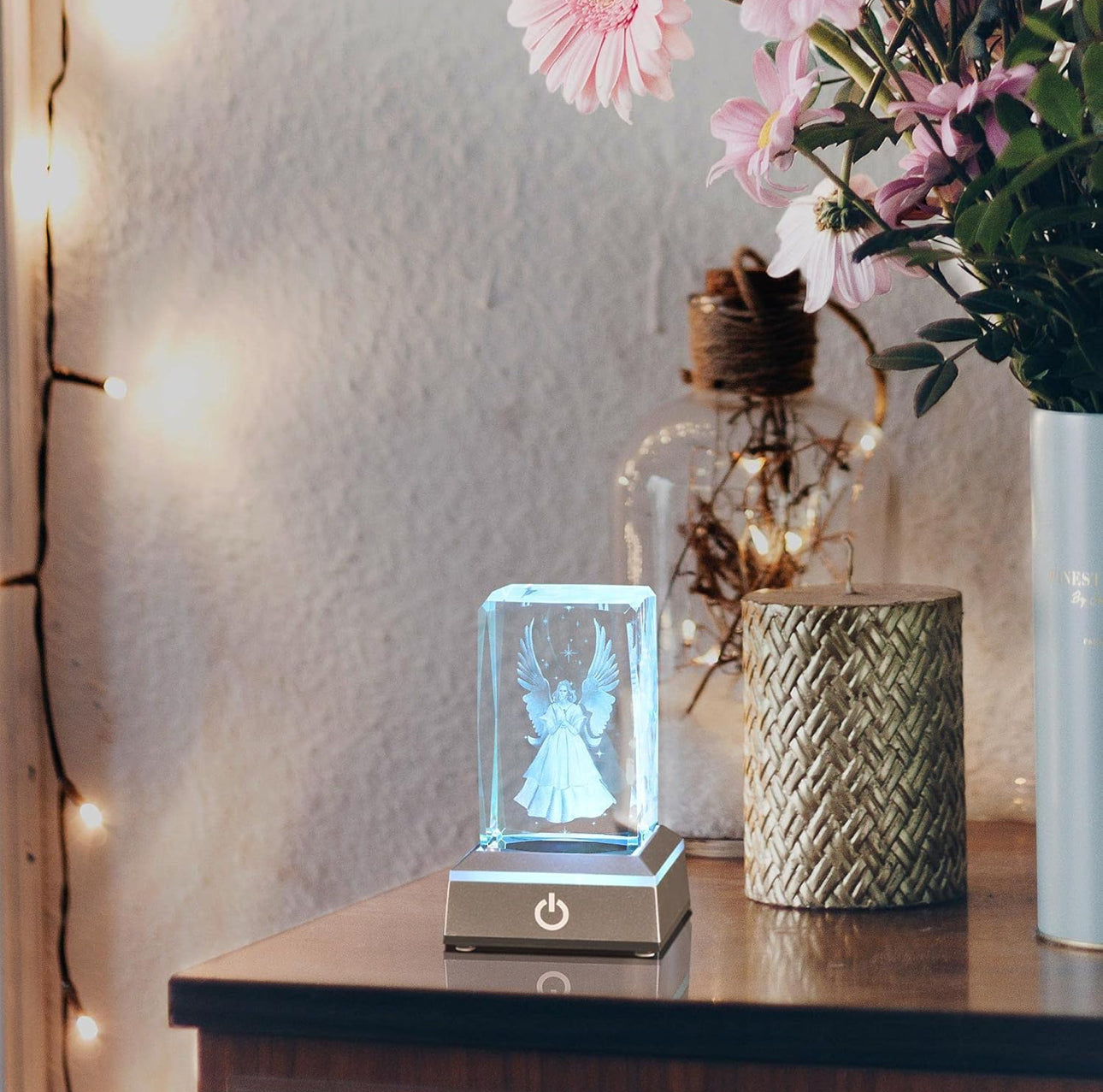 K9 Glass Crystal 3D Laser Engraved Guardian Angel Lamp