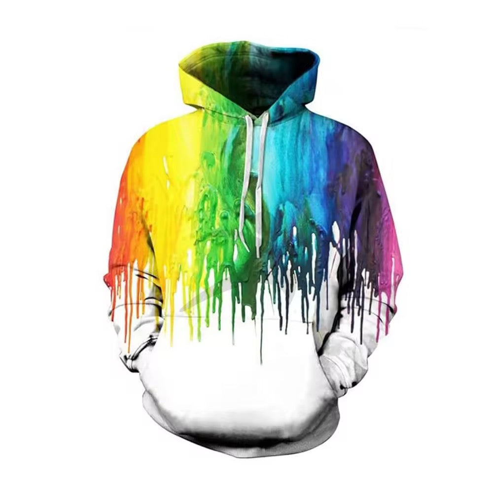 Color Paint Drip 3D Print Polyester Hoodie