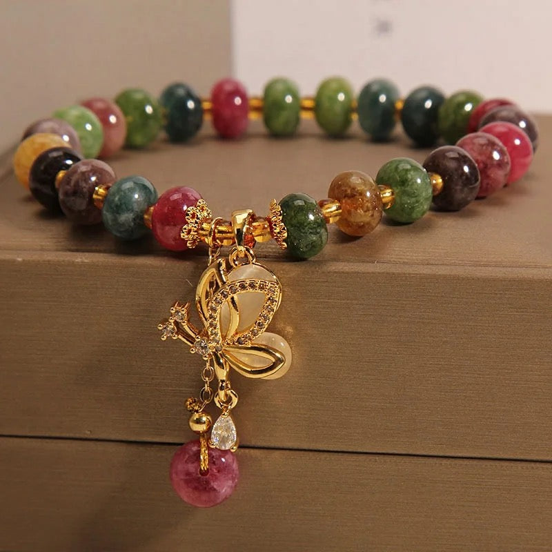 Tourmaline Crystal Charm Bracelet (8MM)