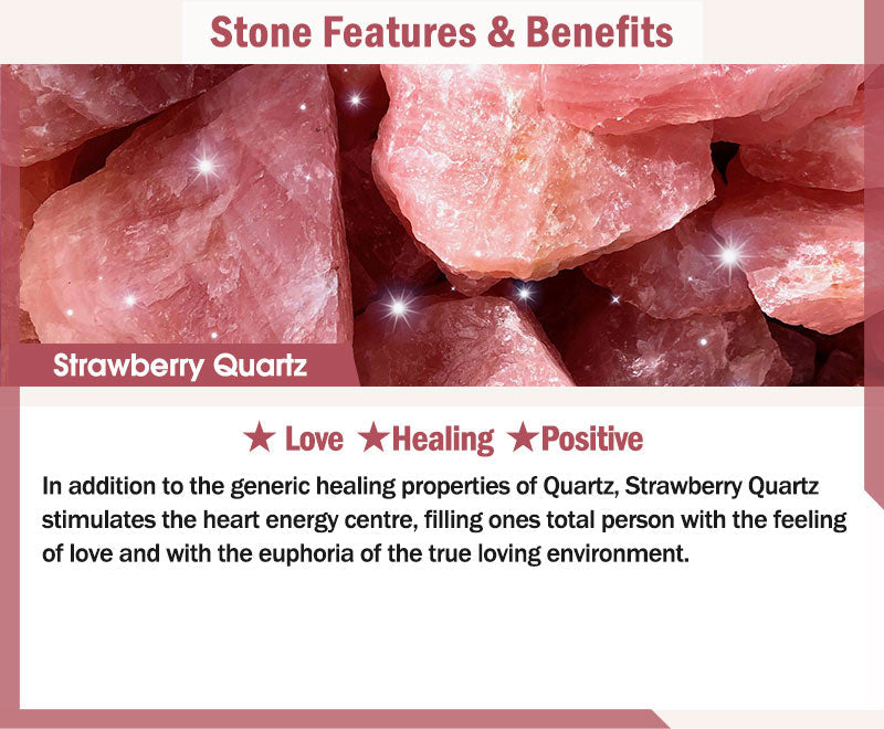 Natural Strawberry Quartz Healing Positive Zircon Flower Charm Bracelet (8mm)