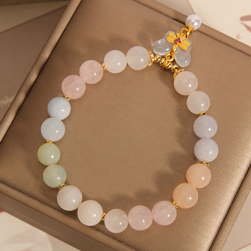 Natural Morganite Confidence Butterfly Charm Bracelet (8mm)