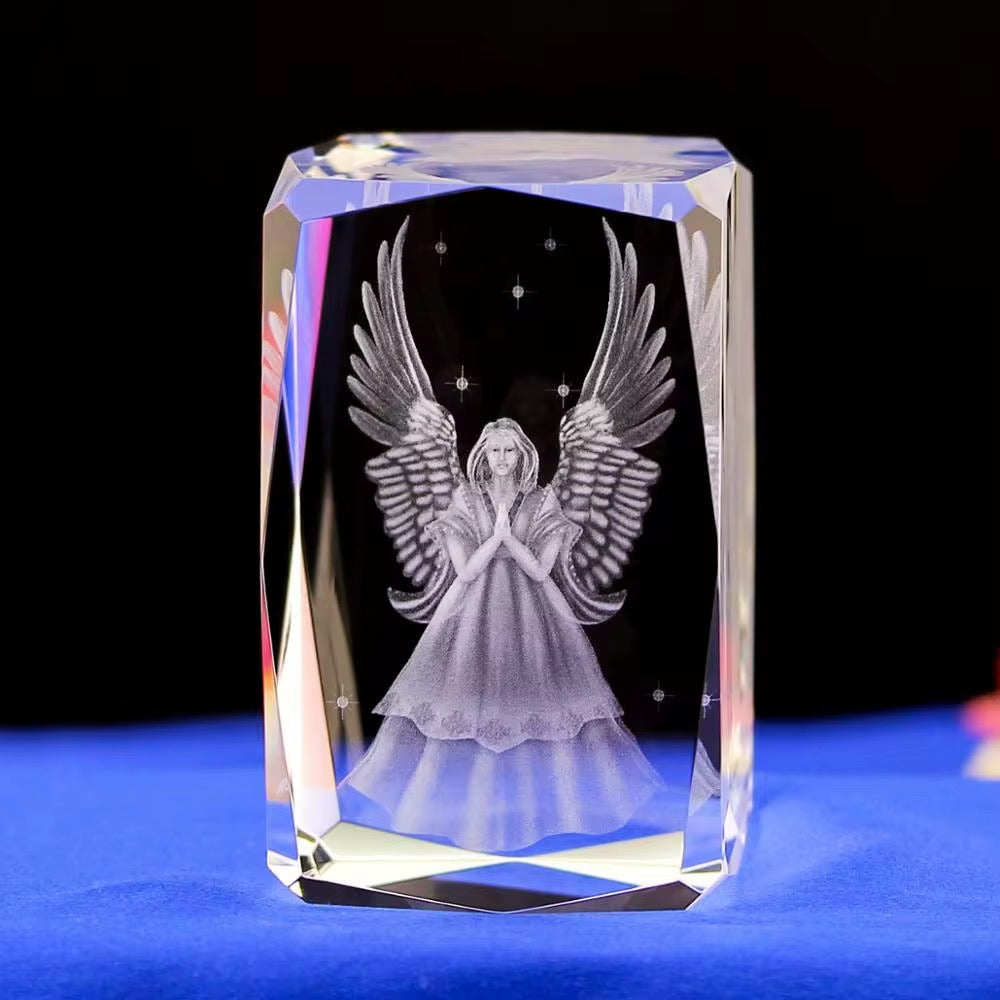 K9 Glass Crystal 3D Laser Engraved Guardian Angel Lamp