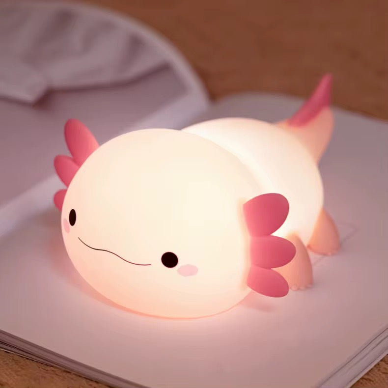 Adorable Squishy Silicone Animal Night Light (Pink Axolotl- Salamanders)
