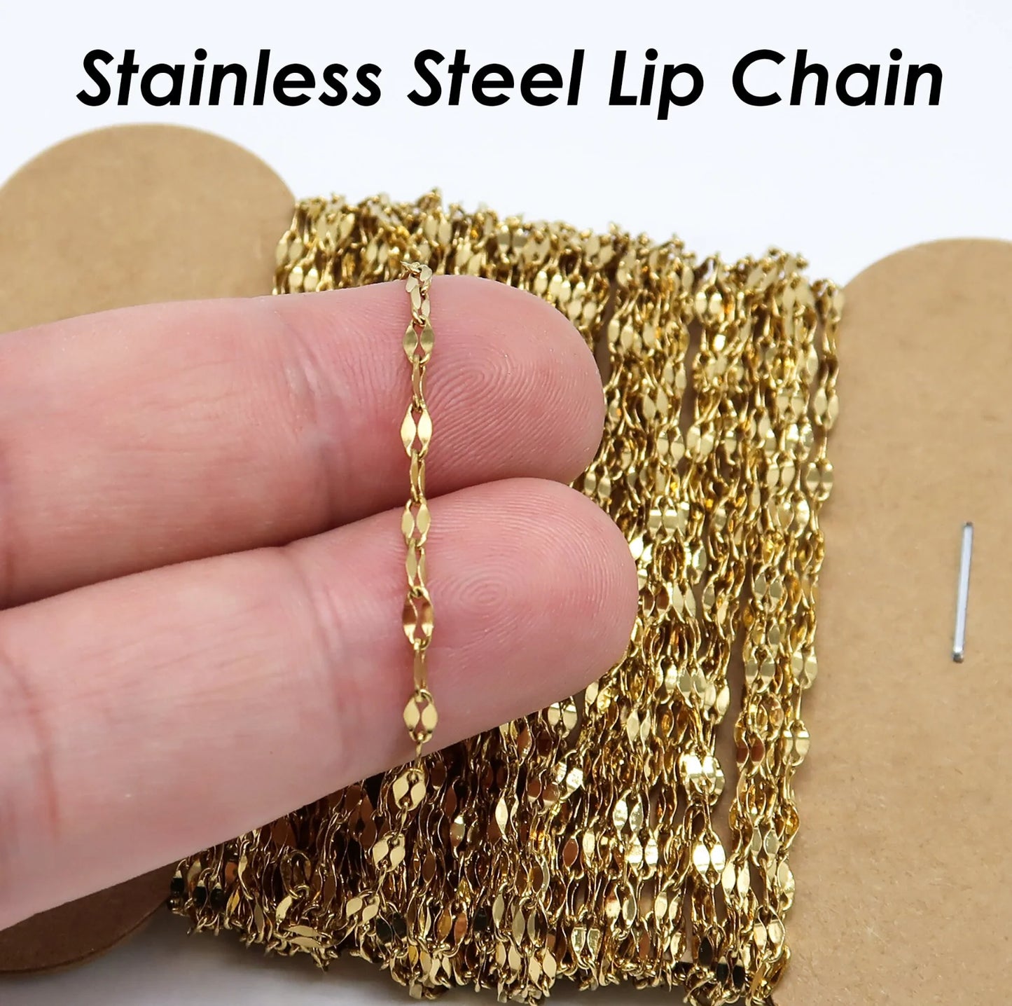 High Quality Stainless Steel Dainty Lip Chain (50cm Length)