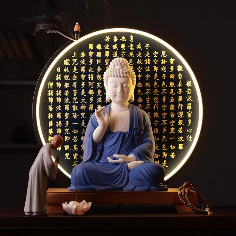 Buddha Back-Flow Incense Holder & Ring Light Ornamental Set