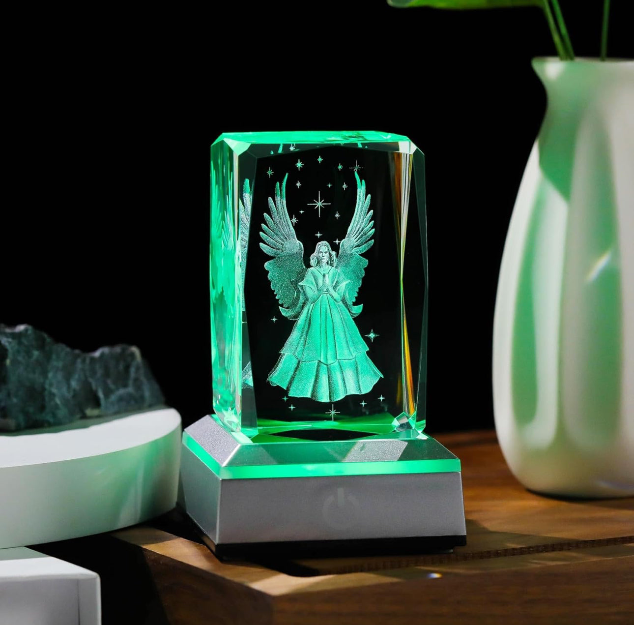 K9 Glass Crystal 3D Laser Engraved Guardian Angel Lamp