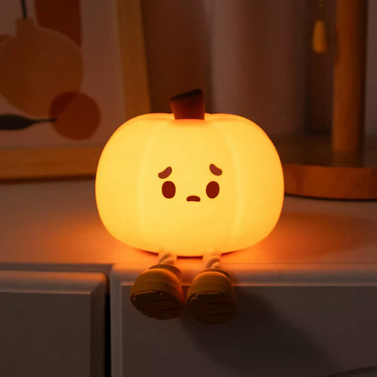 Adorable Squishy Silicone Night Light (Pumpkin)
