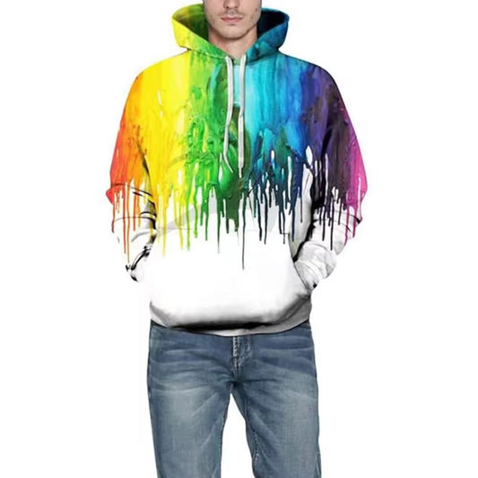 Color Paint Drip 3D Print Polyester Hoodie