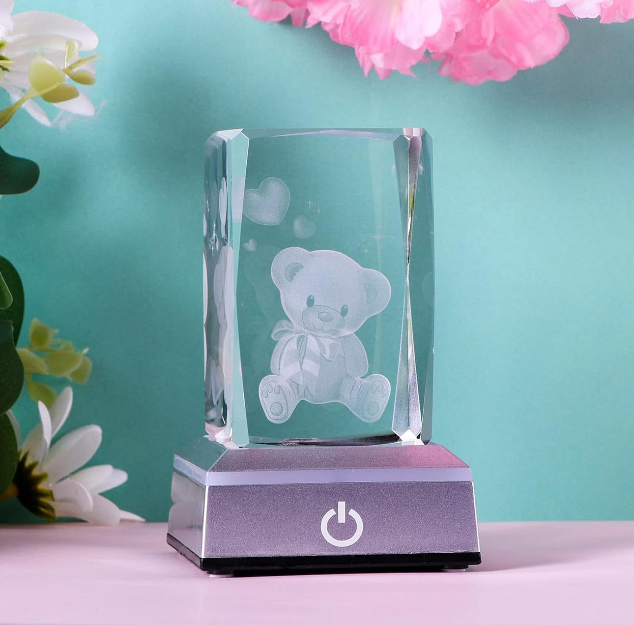 K9 Glass Crystal 3D Laser Engraved Teddy Bear Lamp
