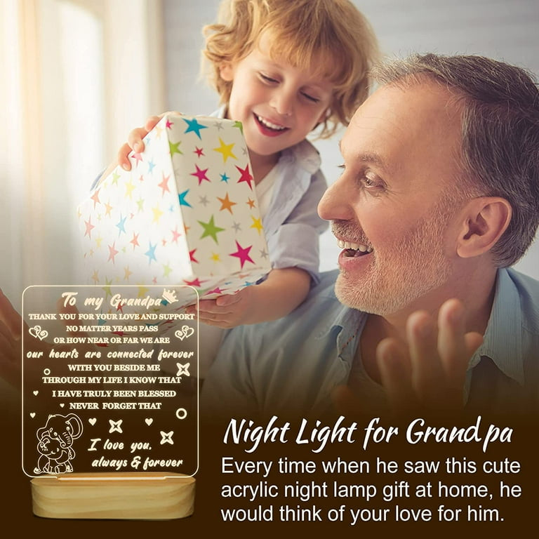 Grandpa Love 3D Acrylic Night Lamp With Wooden Base