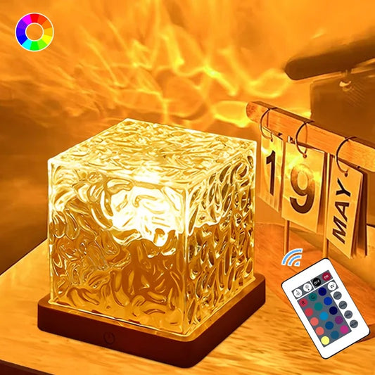Aurora Cube Northern Lights Water Ripple Projector Lamp (16 Colors LED + Remote Control)