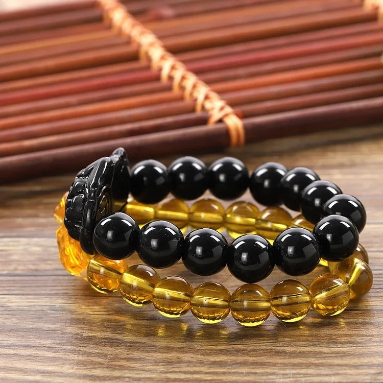 Citrine / Obsidian PiXiu-PiYao Wealth Bracelets