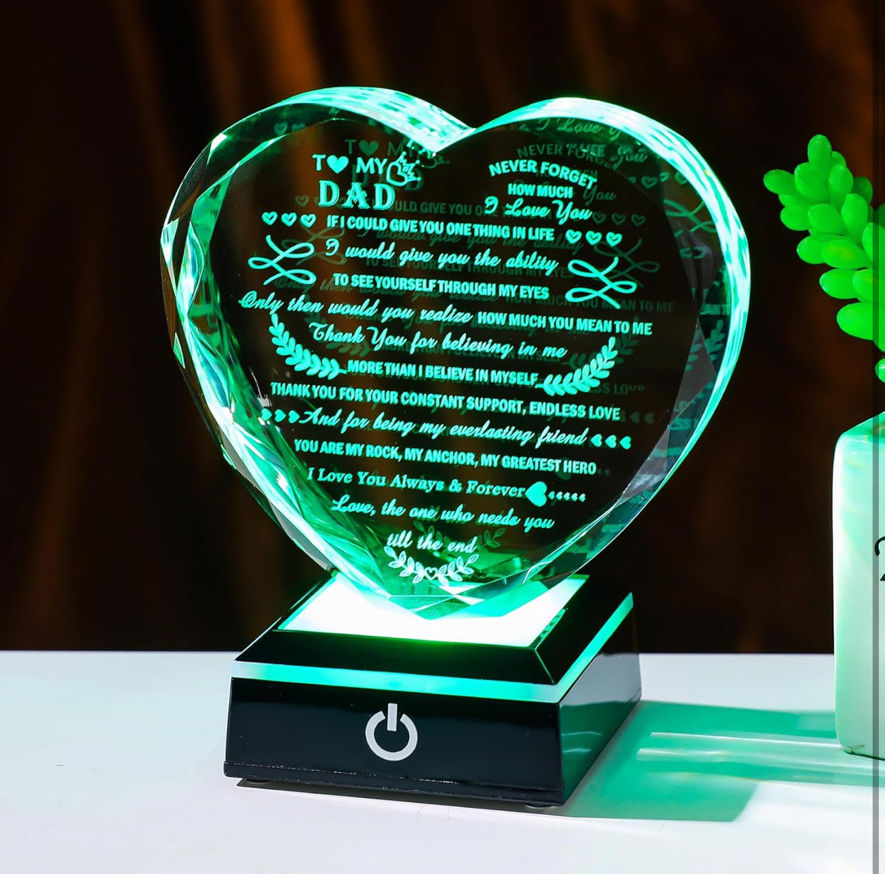 Father’s Love 3D K9 Glass Crystal 3D Laser Engraved Lamp