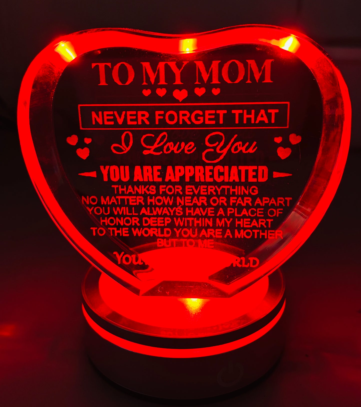 K9 Glass Crystal 3D Laser Engraved Mother’s Love Lamp