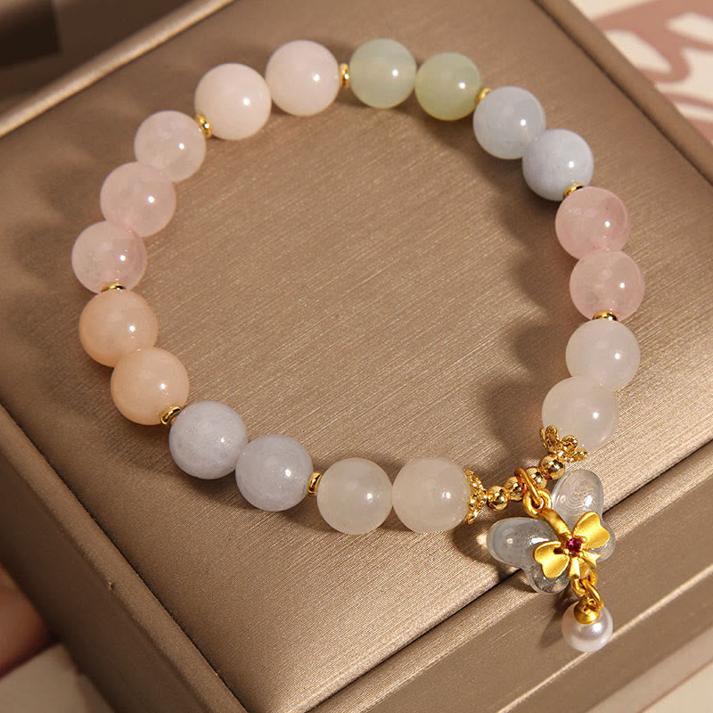 Natural Morganite Confidence Butterfly Charm Bracelet (8mm)