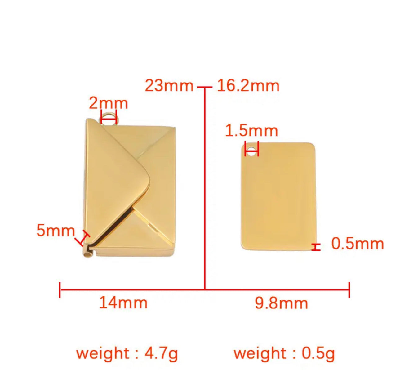 Stainless Steel Envelope 'Love You' Necklace with Personalized Engraving