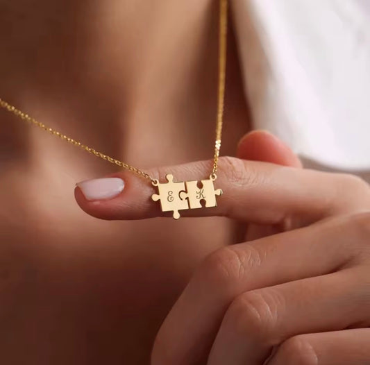 Customizable Stainless Steel Initial Joint Puzzle with Engraving