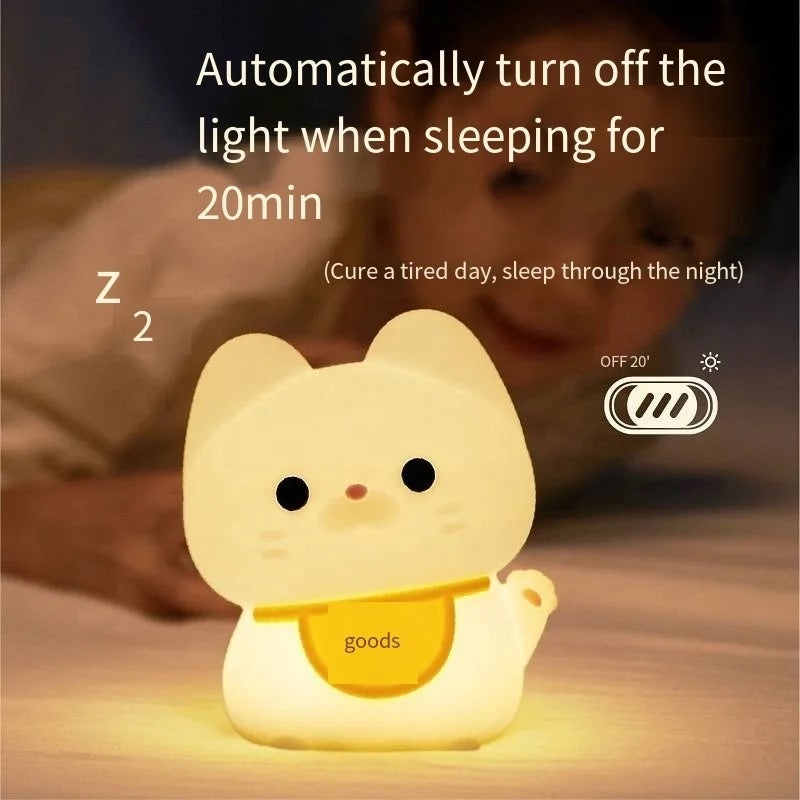 Adorable Squishy Silicone Animal Night Light (Lucky Chinese Cat)