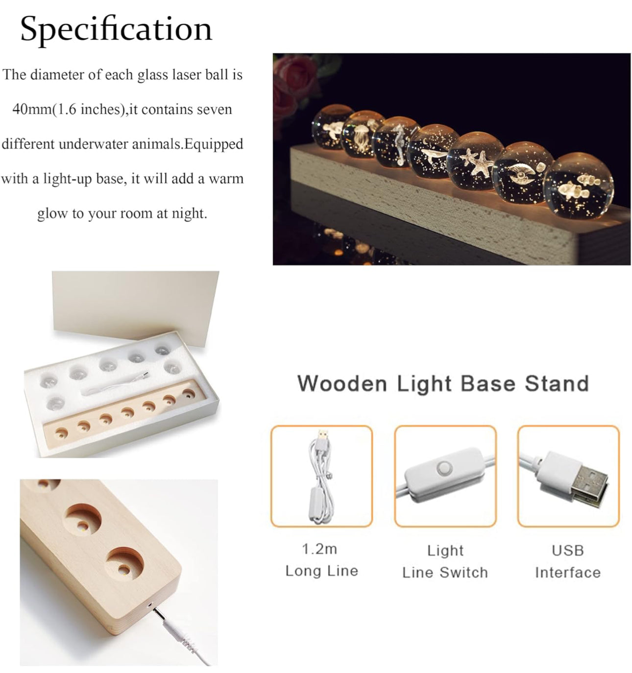 7 Animal Ocean Aura Crystal Sphere RGB Lamp