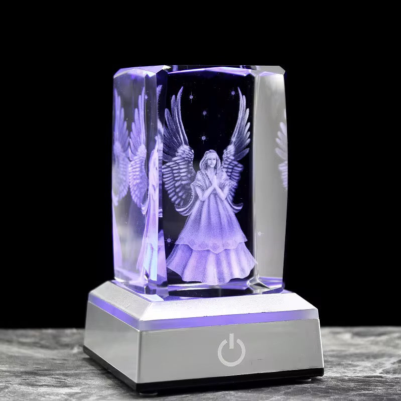 K9 Glass Crystal 3D Laser Engraved Guardian Angel Lamp